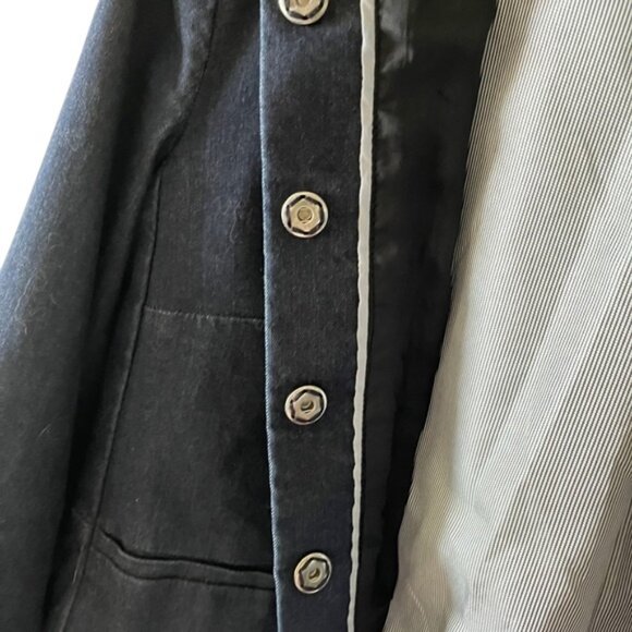 Mexx black cropped snap button front swing denim blazer size 14 - Picture 3 of 8